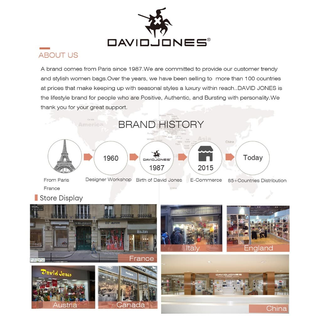 David Jones Paris กระเป๋าถือ กระเป๋าสะพายไหล่ สําหรับสตรี รูปที่ 2