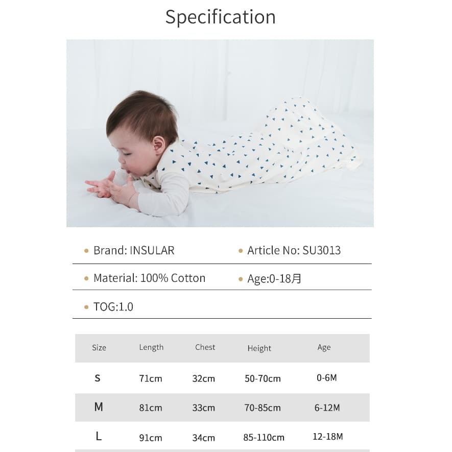 Insular Baby Sleep Sack Sleepping กระเป๋า Unisex แขนกุดผ้าฝ้าย 100% Wearable ชุดเครื่องนอนผ้าห่มฤดูร้อนนุ่มสําหรับทารกเด็กวัยหัดเดิน รูปที่ 9
