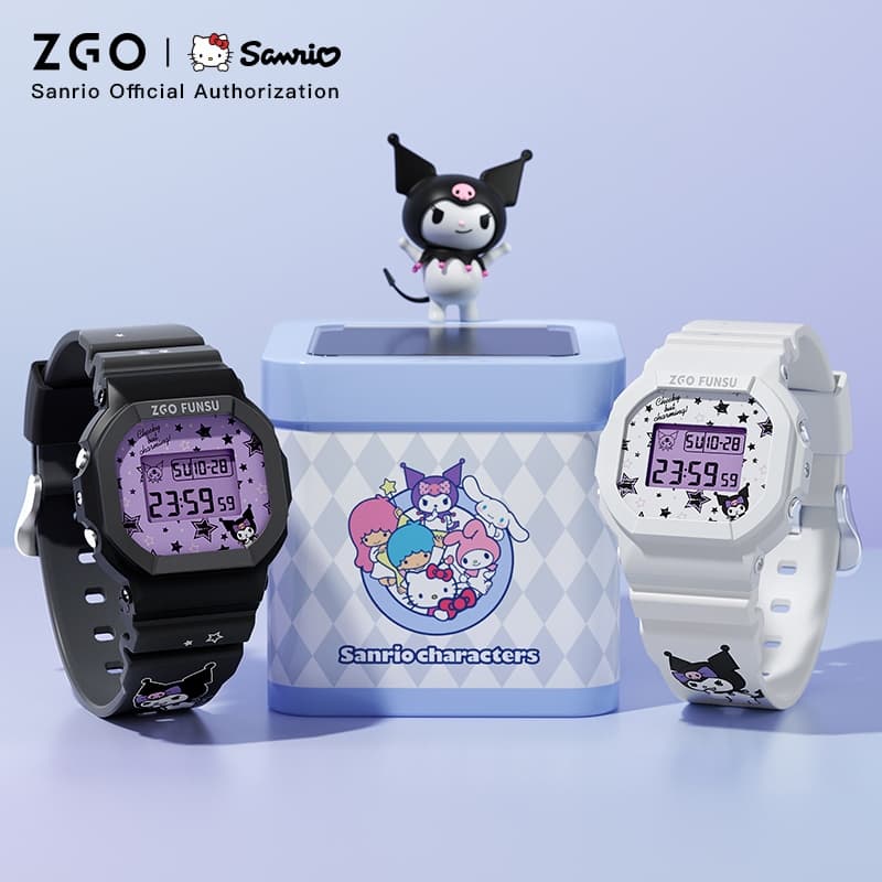ZGO x Sanrio Kuromi นาฬิกาเด็ก แนวสปอร์ต อเนกประสงค์ มีไฟ LED กันน้ำ 100% นาฬิกานักเรียน 8611 รูปที่ 7