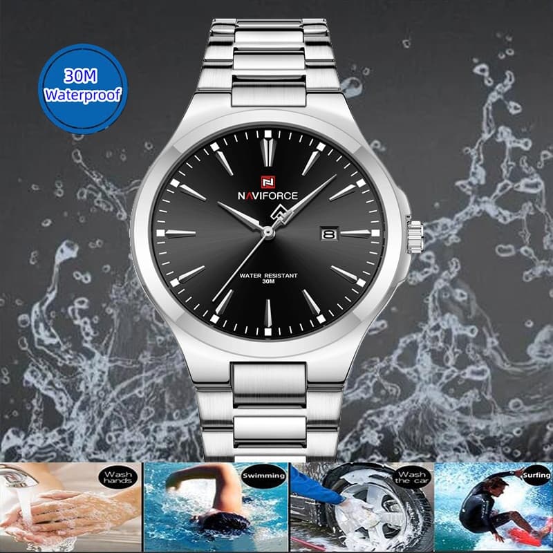 Naviforce ของแท้ นาฬิกาข้อมือควอตซ์แฟชั่น สายแสตนเลส 3 ATM กันน้ํา มีปฏิทิน 6 สี สําหรับบุรุษ รูปที่ 5