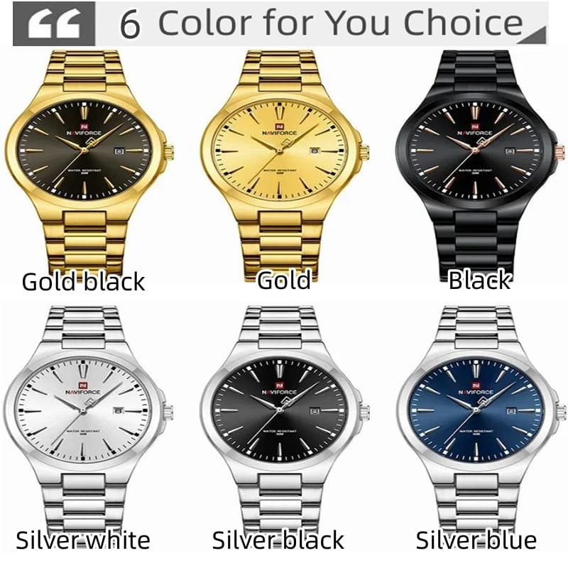 Naviforce ของแท้ นาฬิกาข้อมือควอตซ์แฟชั่น สายแสตนเลส 3 ATM กันน้ํา มีปฏิทิน 6 สี สําหรับบุรุษ รูปที่ 8