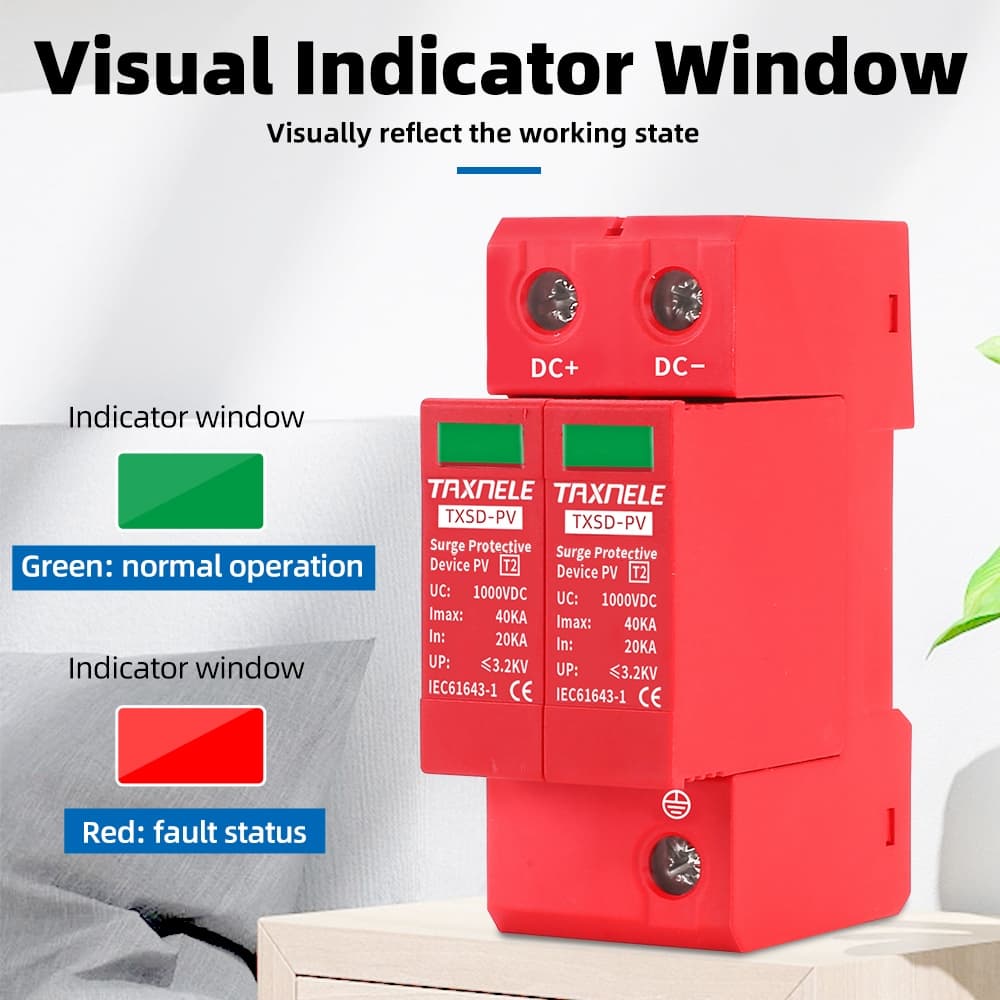 Taxnele DC SPD 600V 800V 1000V 20KA 40KA surge Protector พลังงานแสงอาทิตย์ PV Lightning Arrester TXSD-40KA รูปที่ 6