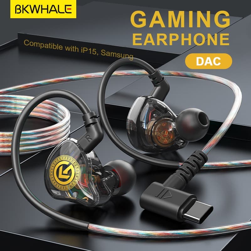 Bkwhale 8D เสียงรอบทิศทางประเภท C DAC หูฟังแบบมีสาย W/ไมโครโฟนหูฟังชนิดใส่ในหูกีฬาชุดหูฟังเกม TP55 รูปที่ 1