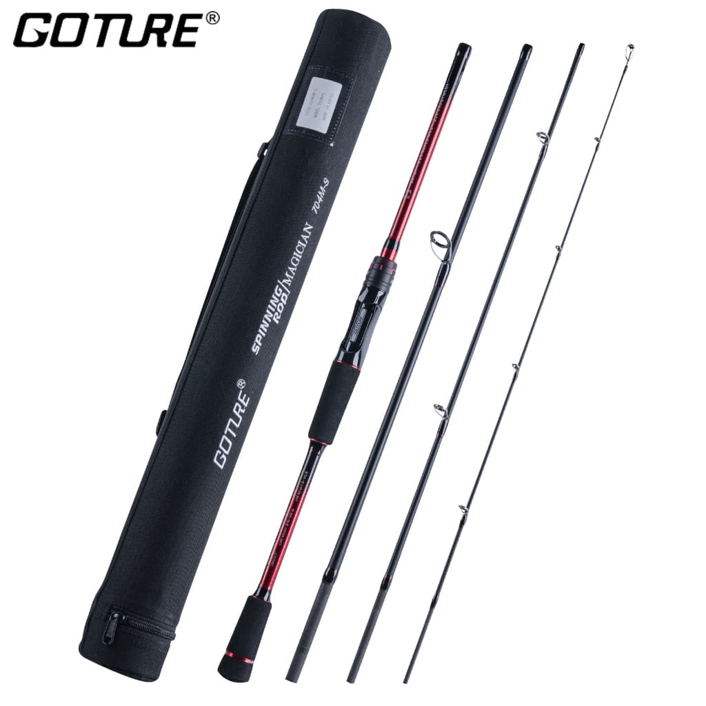 GOTURE MAGICIAN คันเบ็ดตกปลา 4ท่อน คาร์บอนไฟเบอร์ ตกปลาน้ำจืดปลาน้ำเค็ม สปินนิง คาสติ้ง ความแข็ง MH / M จัดส่งจากไทย รูปที่ 1