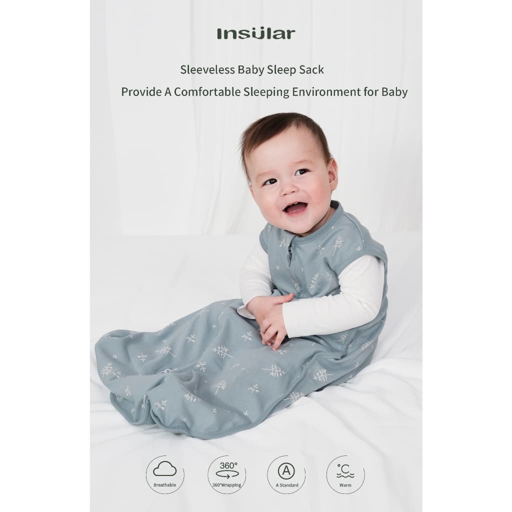 Insular Baby Sleep Sack Sleepping กระเป๋า Unisex แขนกุดผ้าฝ้าย 100% Wearable ชุดเครื่องนอนผ้าห่มฤดูร้อนนุ่มสําหรับทารกเด็กวัยหัดเดิน รูปที่ 2