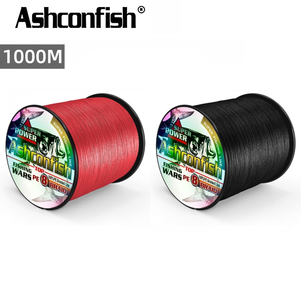 Ashconfish สายเอ็นตกปลาถัก PE X8 1000 ม. สีดํา แดง 8 เส้น รูปที่ 1