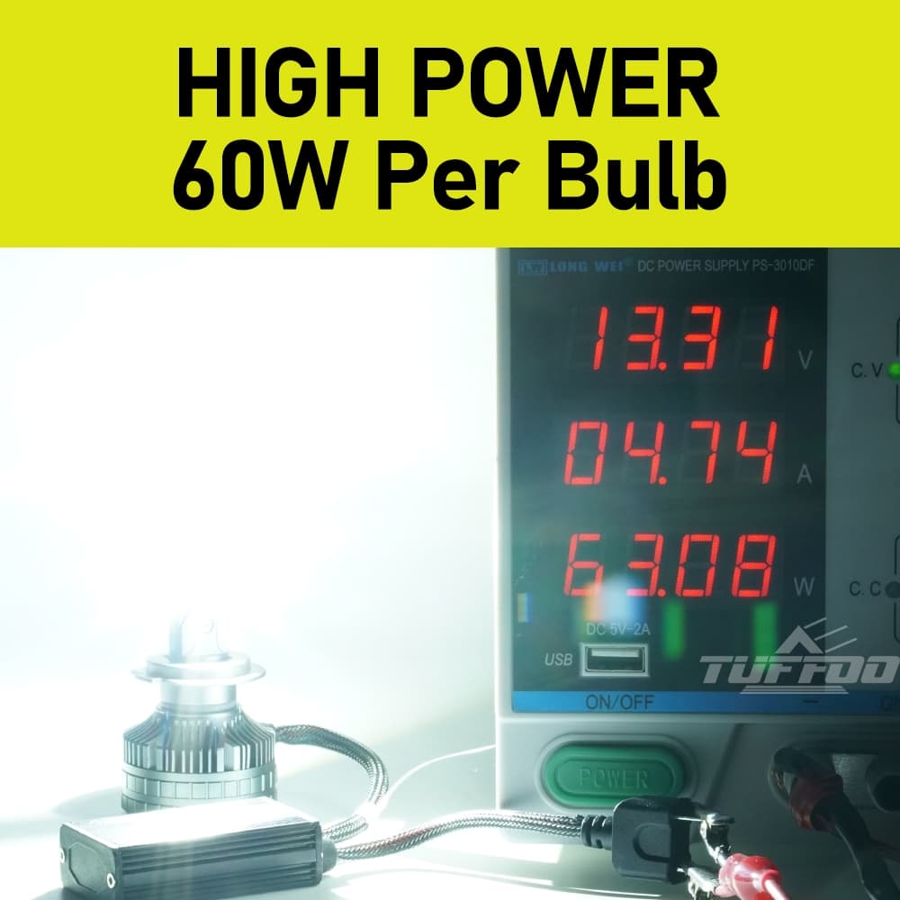 Tuffoo หลอดไฟหน้ารถยนต์ LED 120W 28000LM H4 H7 H11 HB3 9005 H1 HB4 9006 HIR2 9012 Hi Lo Beam 6000K 3000K 4300K DC12V 24V 3 สี 2 ชิ้น รูปที่ 3