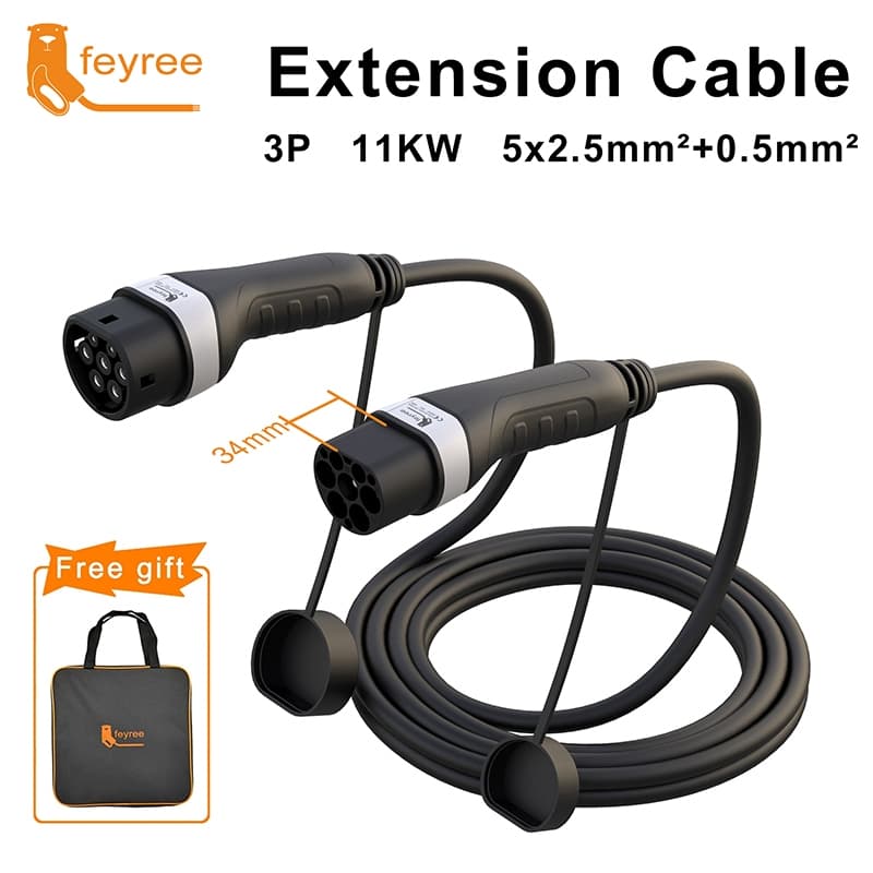 Feyree สายชาร์จ EV 16A 32A 4kW 8kW 11kW 22kW 5M Type 2 EVSE ปลั๊กตัวเมีย เป็นตัวผู้ รูปที่ 6
