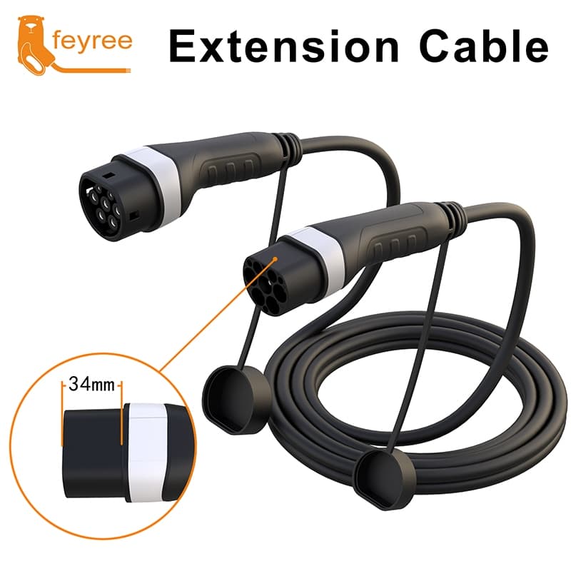 Feyree สายชาร์จ EV 16A 32A 4kW 8kW 11kW 22kW 5M Type 2 EVSE ปลั๊กตัวเมีย เป็นตัวผู้ รูปที่ 3