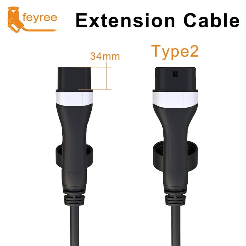 Feyree สายชาร์จ EV 16A 32A 4kW 8kW 11kW 22kW 5M Type 2 EVSE ปลั๊กตัวเมีย เป็นตัวผู้ รูปที่ 2