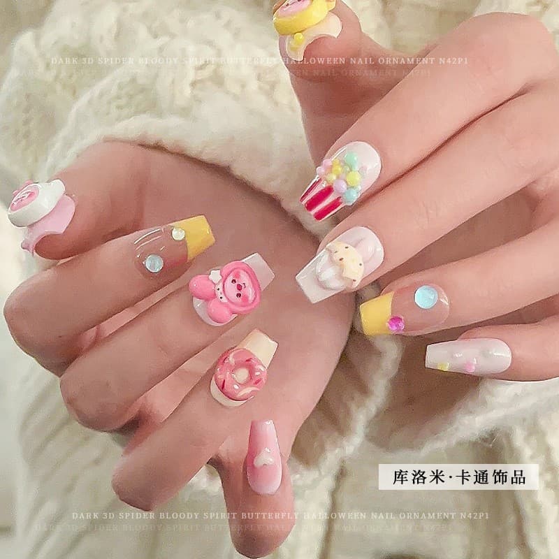 Rou Bao อุปกรณ์ตกแต่งเล็บ เรซิ่น ลายการ์ตูนหมี สุนัขน่ารัก คละแบบ DIY 20 ชิ้น รูปที่ 5