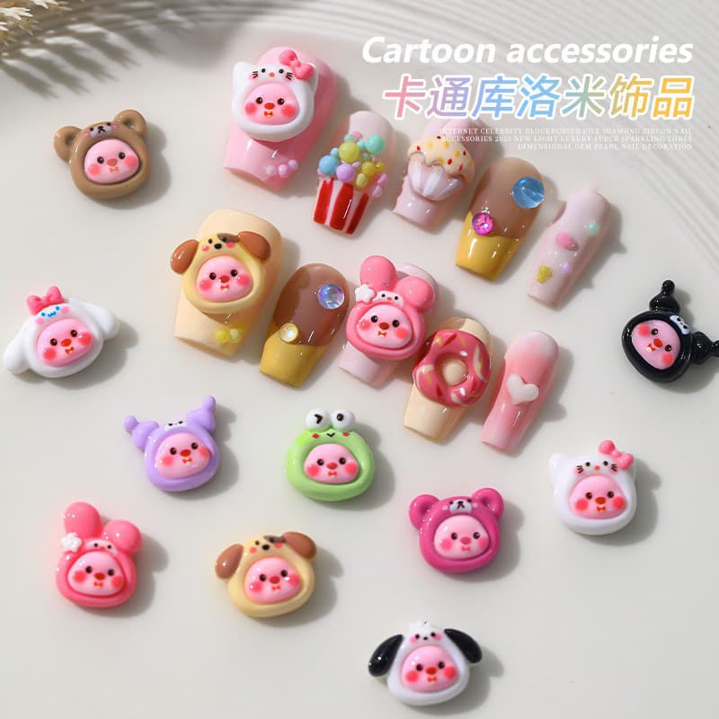Rou Bao อุปกรณ์ตกแต่งเล็บ เรซิ่น ลายการ์ตูนหมี สุนัขน่ารัก คละแบบ DIY 20 ชิ้น รูปที่ 2