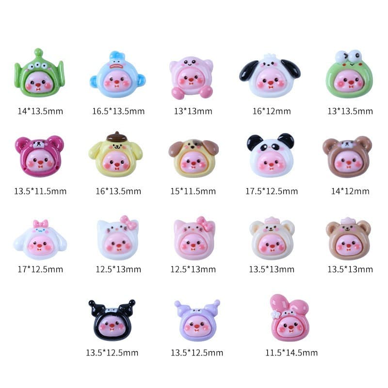 Rou Bao อุปกรณ์ตกแต่งเล็บ เรซิ่น ลายการ์ตูนหมี สุนัขน่ารัก คละแบบ DIY 20 ชิ้น รูปที่ 9
