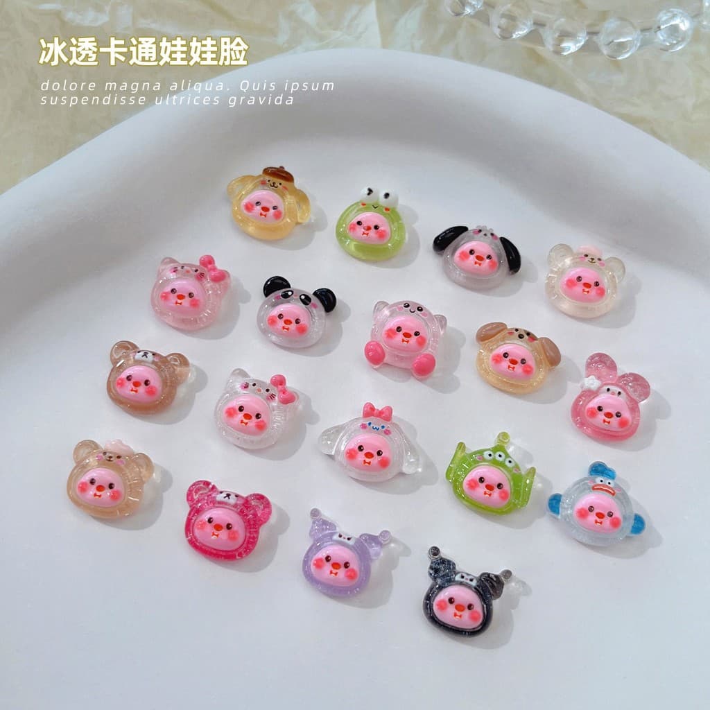 Rou Bao อุปกรณ์ตกแต่งเล็บ เรซิ่น ลายการ์ตูนหมี สุนัขน่ารัก คละแบบ DIY 20 ชิ้น รูปที่ 3