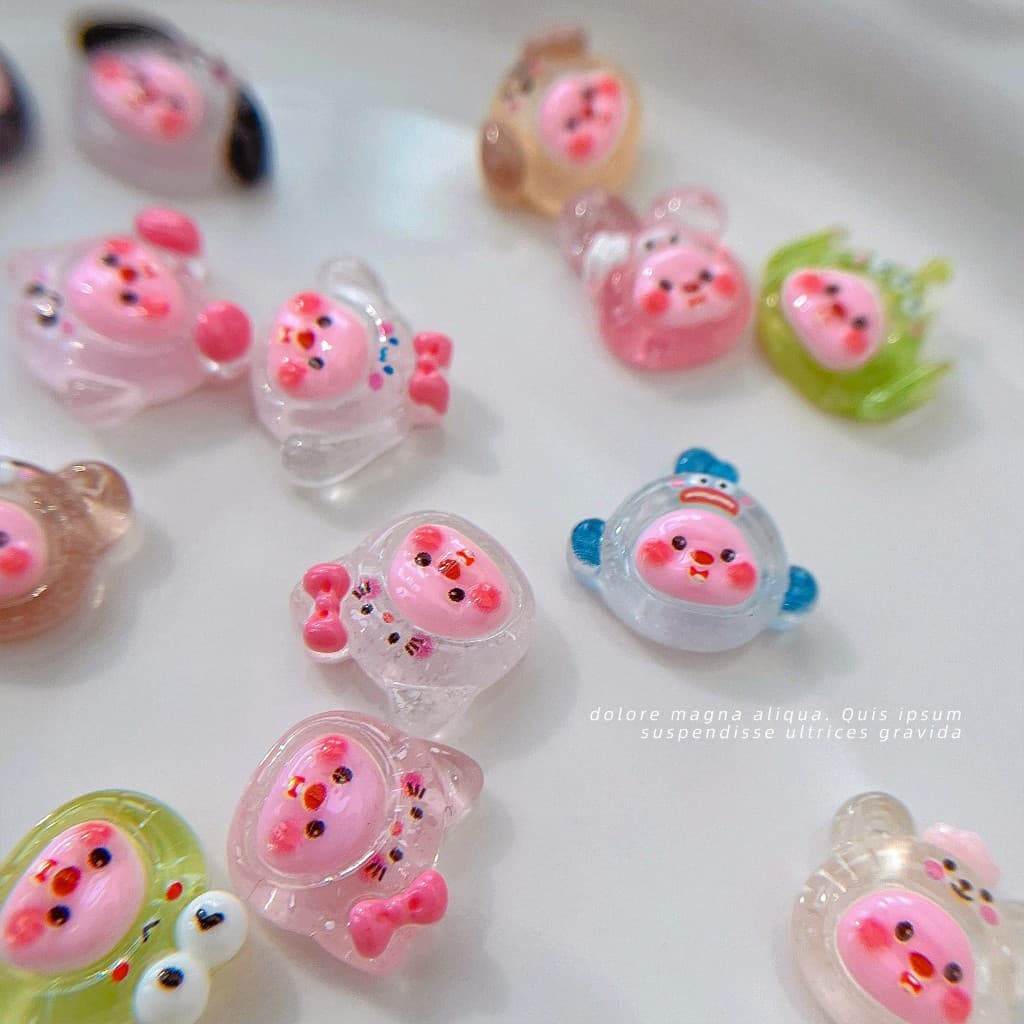 Rou Bao อุปกรณ์ตกแต่งเล็บ เรซิ่น ลายการ์ตูนหมี สุนัขน่ารัก คละแบบ DIY 20 ชิ้น รูปที่ 6