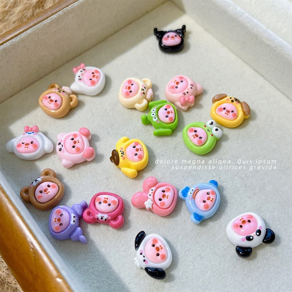 Rou Bao อุปกรณ์ตกแต่งเล็บ เรซิ่น ลายการ์ตูนหมี สุนัขน่ารัก คละแบบ DIY 20 ชิ้น รูปที่ 7