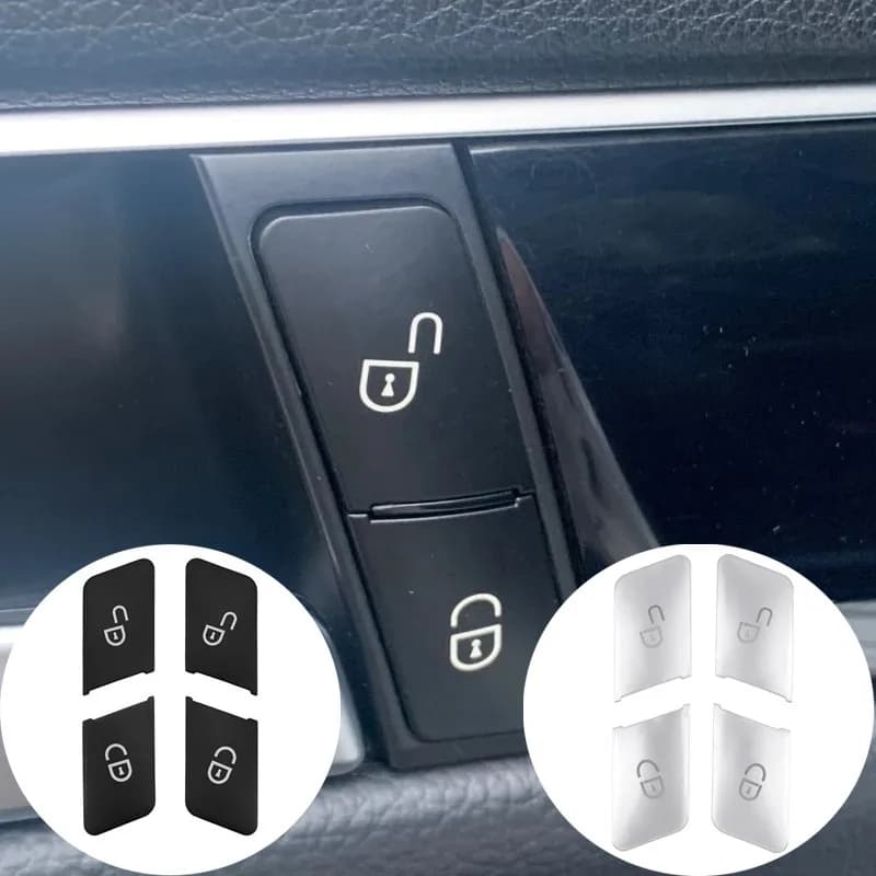 สติกเกอร์ตกแต่งปุ่มล็อคประตูรถยนต์ สําหรับ Mercedes Benz A B C W204 E W212 G CLA CLS GLK ML GL Class รูปที่ 1