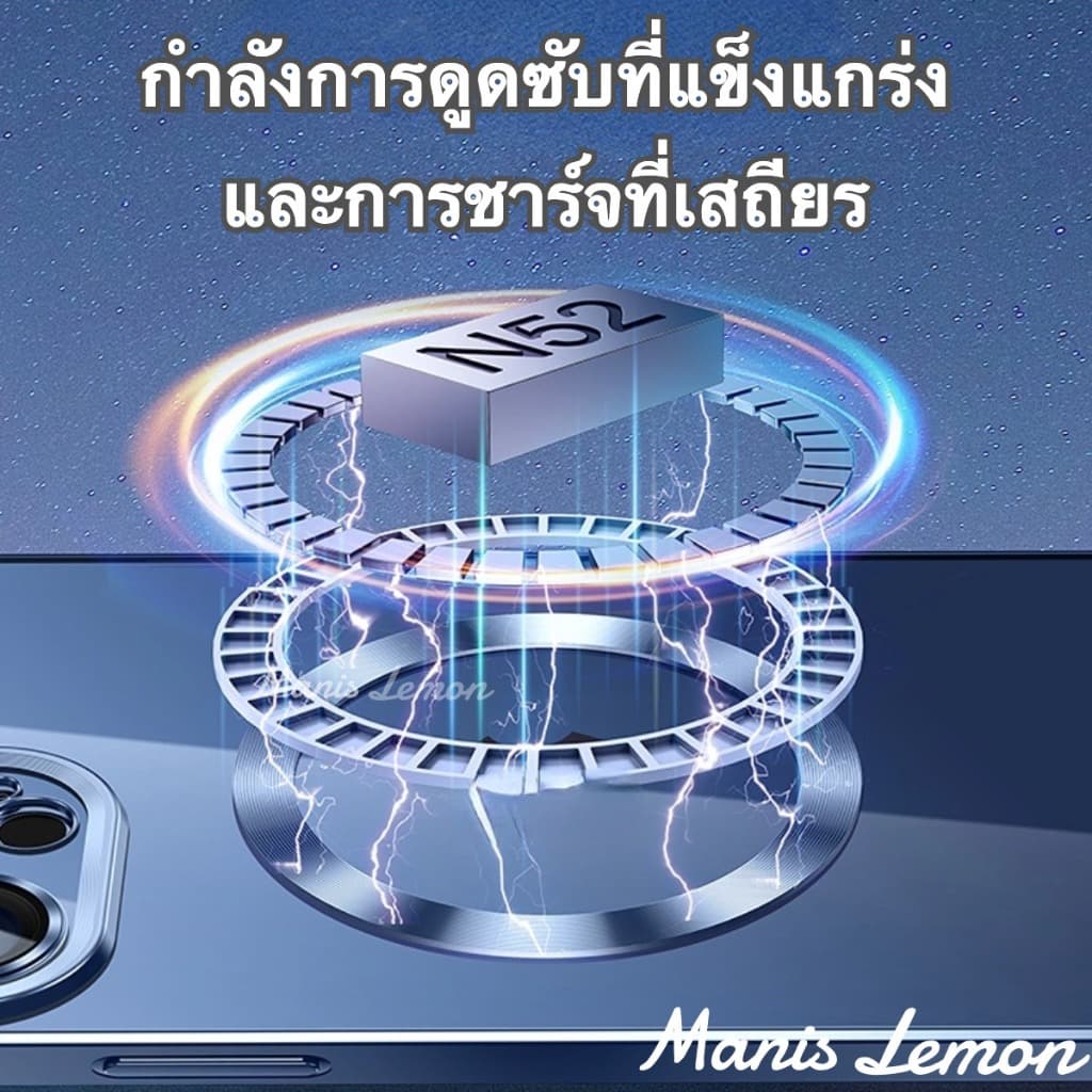 Manis Lemon การชุบโลหะ Magnetic Case for iPhone 17 16 15 14 13 12 Pro Max Air Plus แม่เหล็ก โปร่งใส เคส สำหรับ ไอโฟน รูปที่ 4