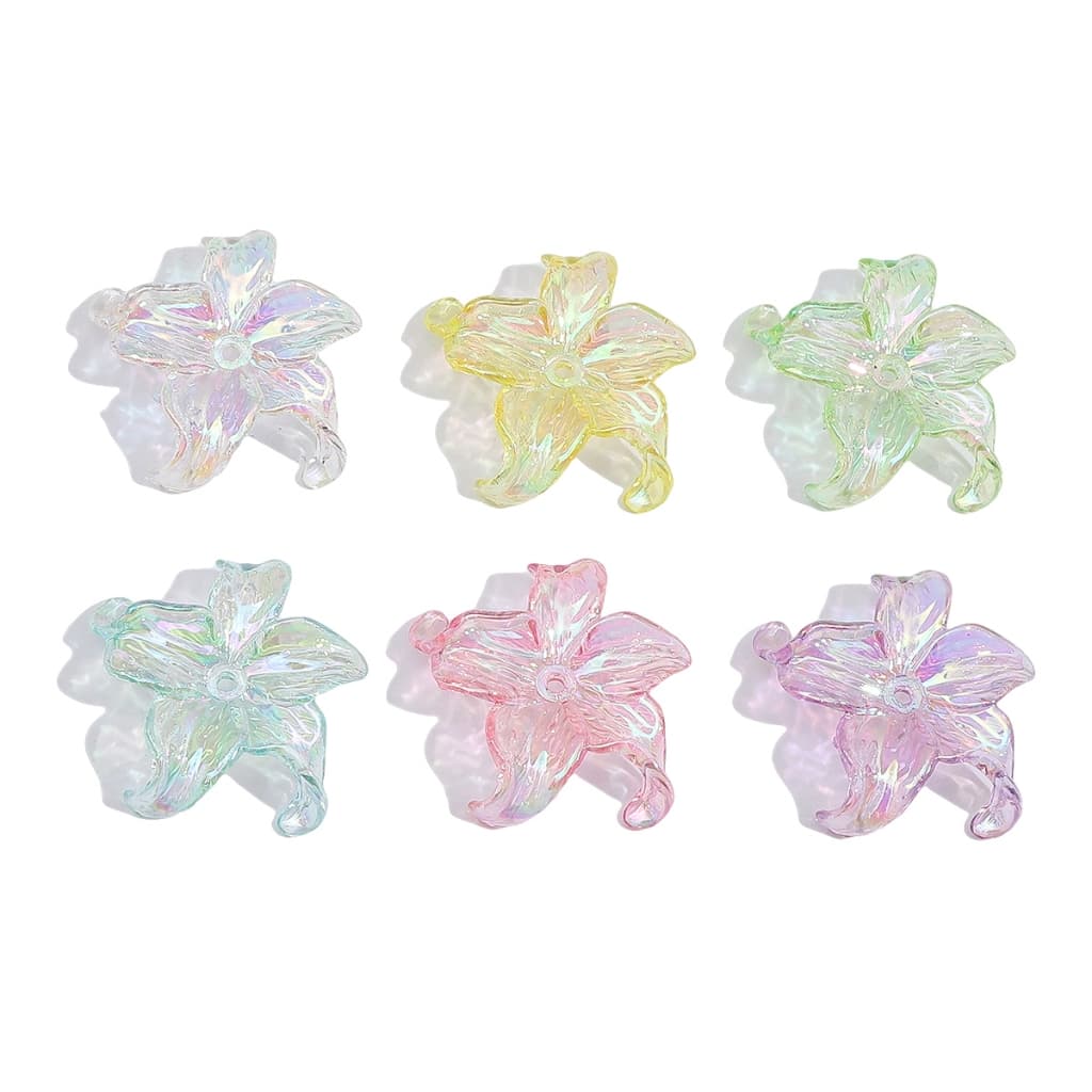 4ชิ้นโปร่งใสที่มีสีสันลิลลี่ชุบ เกี่ยวกับ ดอกไม้ที่มีสีสันอะคริลิลิลลี่การผลิต ทําเอง การจัดดอกไม้ประณีต รูปที่ 6