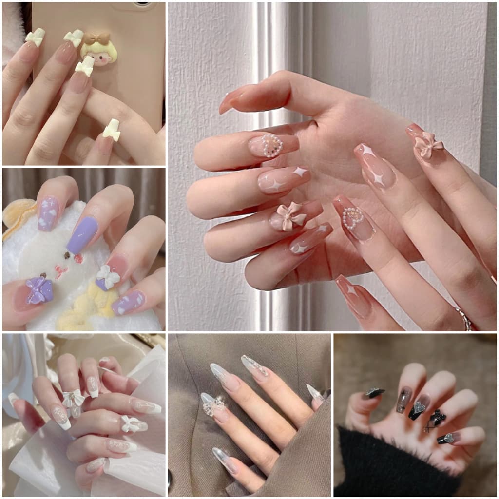 เล็บปลอม พลอยเทียม 3D พร้อมหินฝังเพชรเทียม และกาว ประหยัดเวลา สําหรับตกแต่งเล็บ DIY รูปที่ 1