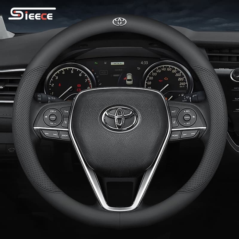 Sieece ปลอกหุ้มพวงมาลัยรถยนต์ หนังไมโครไฟเบอร์ ระบายอากาศ กันลื่น สําหรับ Toyota Corolla Wigo Wish Sienta Yaris Altis Fortuner CHR Camry RAV4 รูปที่ 1