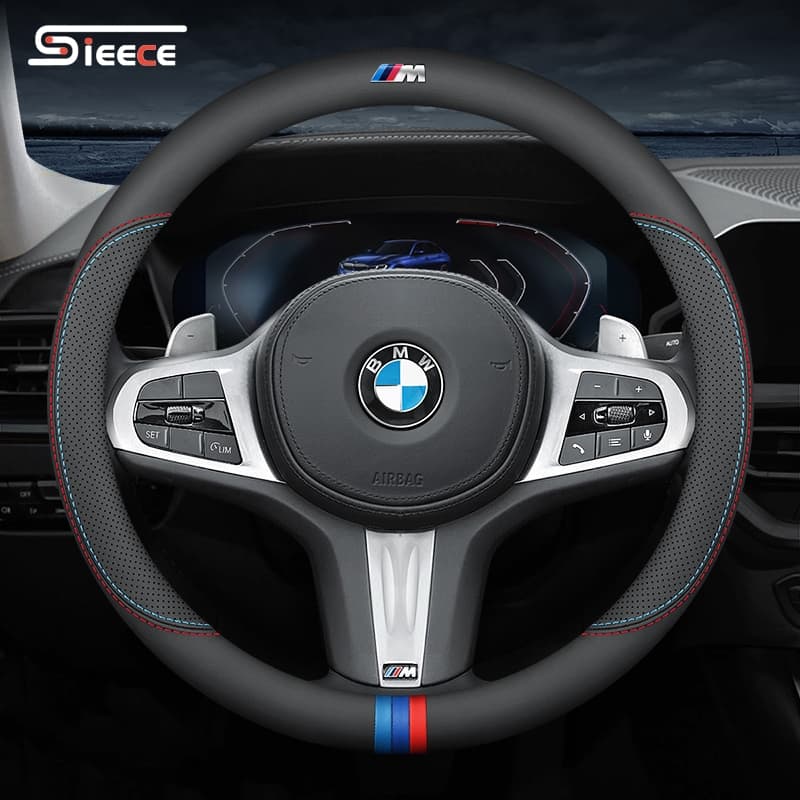 Sieece พวงมาลัยหนังไมโครไฟเบอร์ ระบายอากาศ กันลื่น สําหรับ BMW G20 F30 M2 2 F10 X2 E90 X1 E46 E36 M6 E39 X3 E60 E30 1 520I 330I 6 7 รูปที่ 1