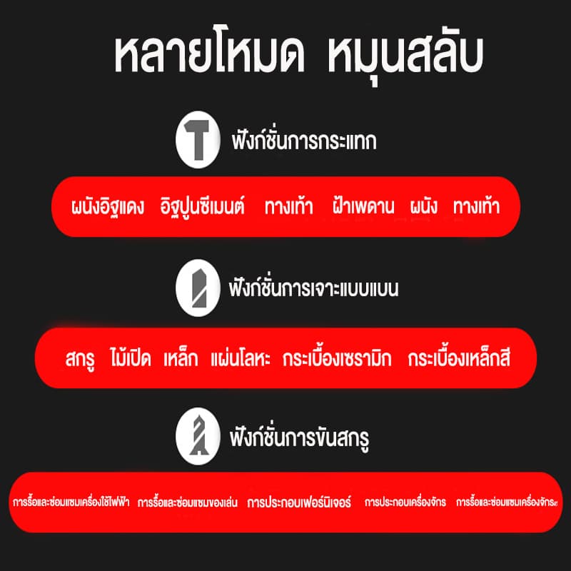 259V สว่านไร้สาย สว่าน 3 ระบบ สว่านกระแทก มีระบบกระแทก สว่านแบต แบตเตอรี่ลิเธียม 2 ก้อน ไร้สาย สว่านไฟฟ้าไร้สาย ประกัน รูปที่ 4