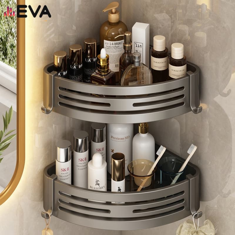 ชั้นเก็บของติดผนังห้องน้ํา EVA ตะกร้าวางของอลูมิเนียม ขาตั้งกล้อง ไม่ต้องใช้ตะปู จัดส่งจากกรุงเทพ รูปที่ 2