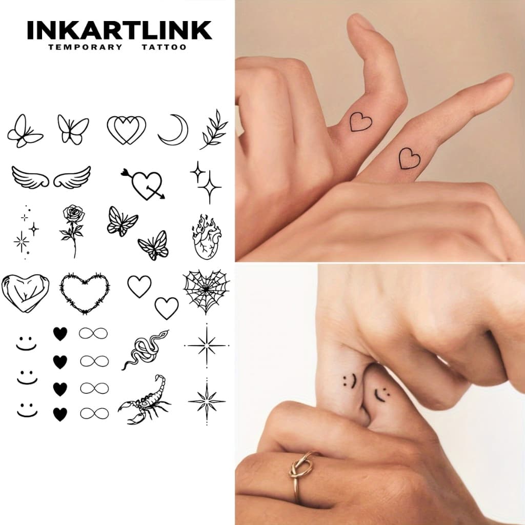 Henna Finger tattoo สติ ๊ กเกอร ์ รอยสักชั ่ วคราว , รอยสักมายากลกันน ้ ําติดทนนาน , รอยสักปลอม 15 วัน , รอยสักกึ ่ งถาวร รูปที่ 1