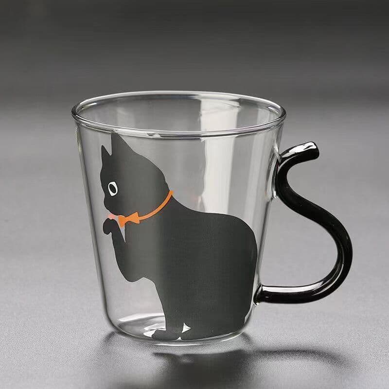 One แก้ว Cat Cup ทนความร้อนเย็น-Resistant Creative Mug Novelty Cat Cup 260ml/8.8oz, ถ้วยสํานักงาน, ถ้วยแก้วพร้อมฟาง รูปที่ 4