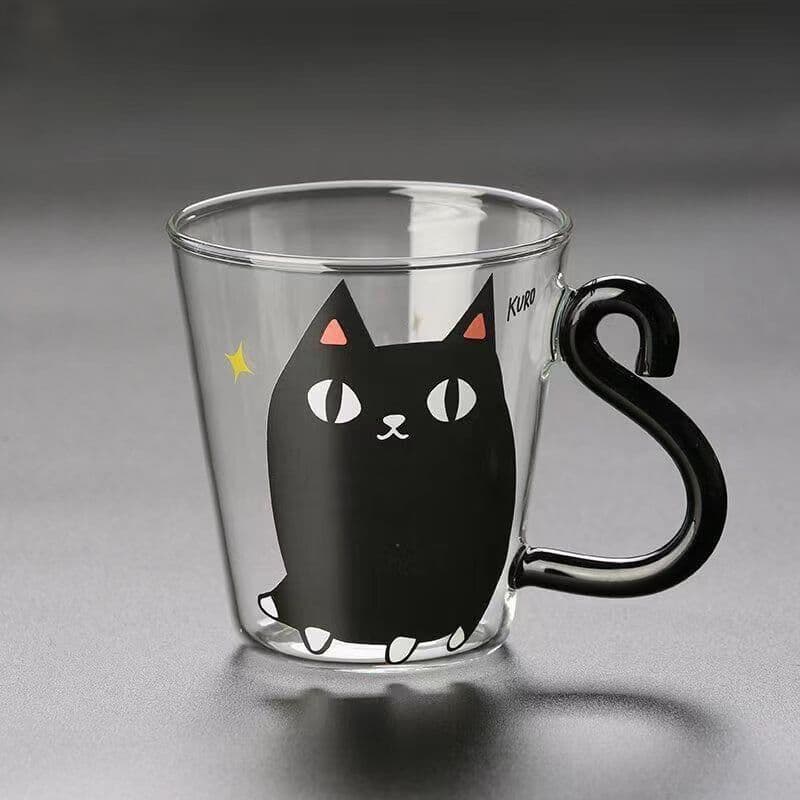 One แก้ว Cat Cup ทนความร้อนเย็น-Resistant Creative Mug Novelty Cat Cup 260ml/8.8oz, ถ้วยสํานักงาน, ถ้วยแก้วพร้อมฟาง รูปที่ 3