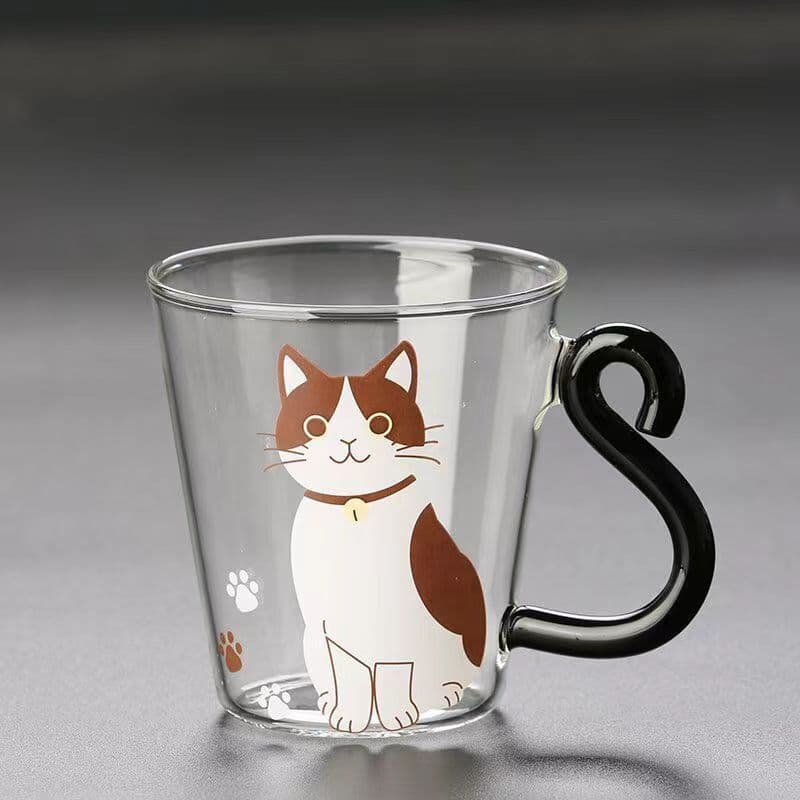 One แก้ว Cat Cup ทนความร้อนเย็น-Resistant Creative Mug Novelty Cat Cup 260ml/8.8oz, ถ้วยสํานักงาน, ถ้วยแก้วพร้อมฟาง รูปที่ 2