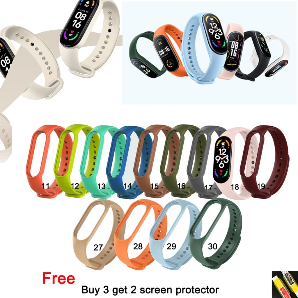 สายนาฬิกา Miband 7 6 5 4 3 ซิลิโคน สีสันสดใส TPU สำหรับ Xiaomi Mi Band 3 4 รูปที่ 1