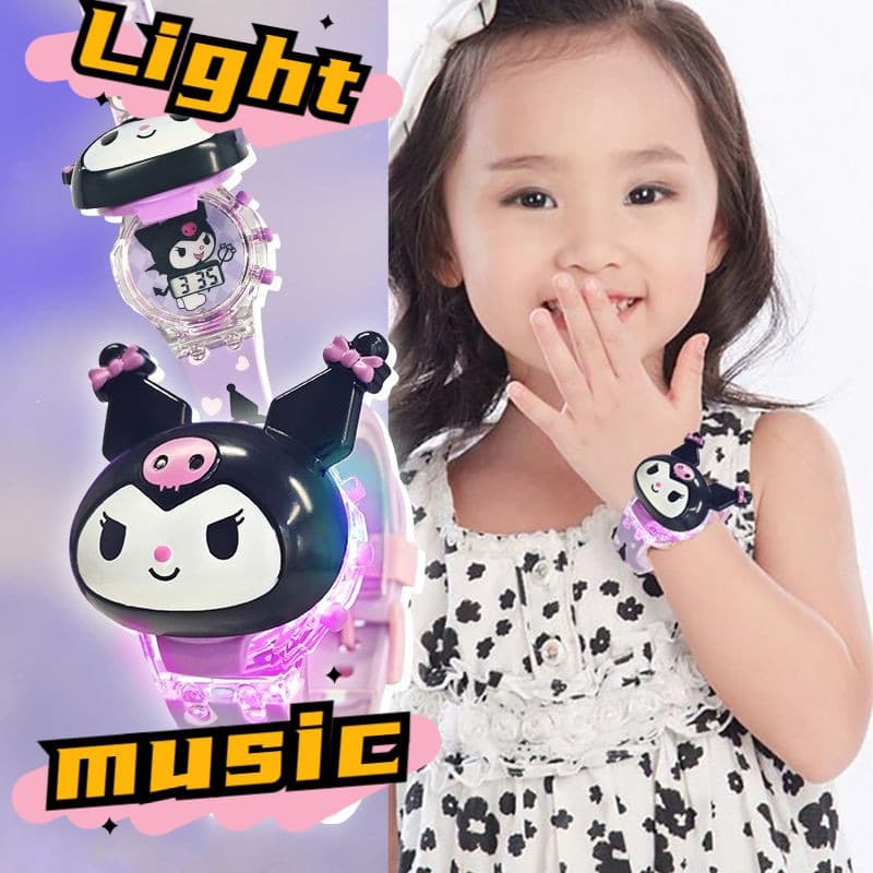 2025 Sanrio เด็ก LED 3D Kuromi Hello Kitty Melody Cinnamoroll Flip Luminous Music รูปที่ 2