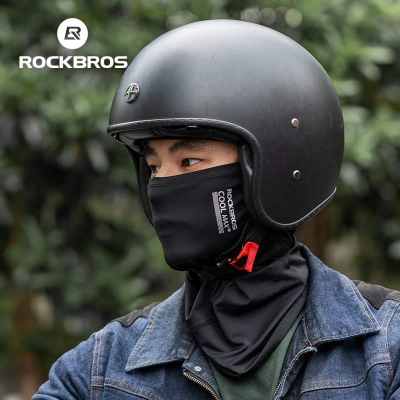 ROCKBROS หน้ากากขี่จักรยาน คูลแม็กซ์ ป้องกันรังสียูวีใบหน้าปกฤดูร้อนแขวนหูน้ําหนักเบาระบายอากาศไหมพรมผ้าพันคอ รูปที่ 6