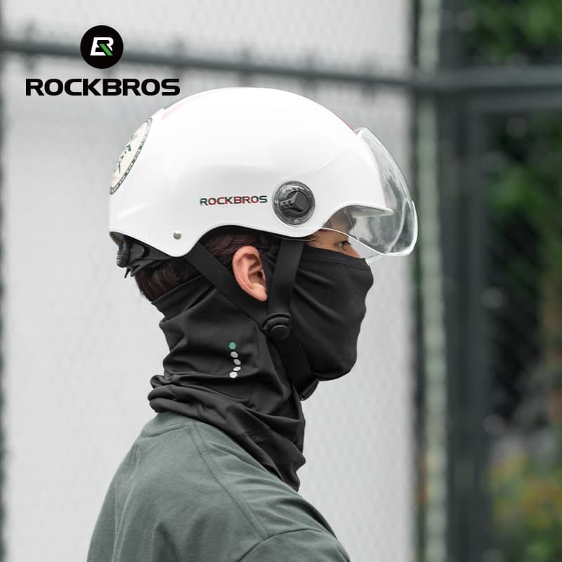 ROCKBROS หน้ากากขี่จักรยาน คูลแม็กซ์ ป้องกันรังสียูวีใบหน้าปกฤดูร้อนแขวนหูน้ําหนักเบาระบายอากาศไหมพรมผ้าพันคอ รูปที่ 7