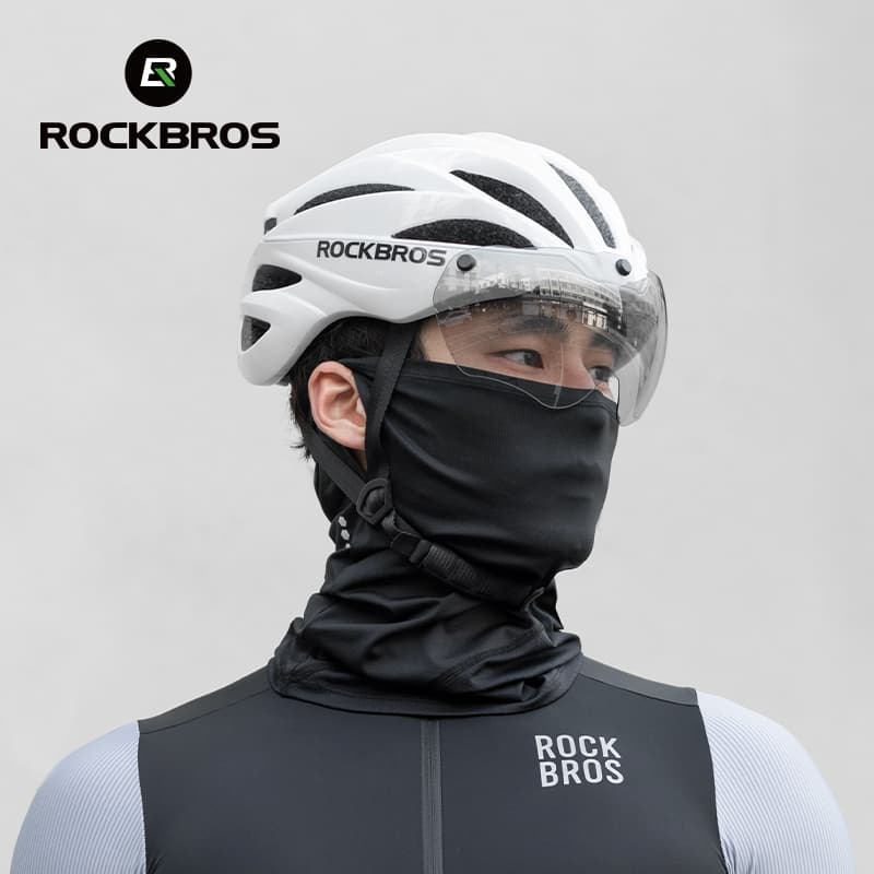 ROCKBROS หน้ากากขี่จักรยาน คูลแม็กซ์ ป้องกันรังสียูวีใบหน้าปกฤดูร้อนแขวนหูน้ําหนักเบาระบายอากาศไหมพรมผ้าพันคอ รูปที่ 5