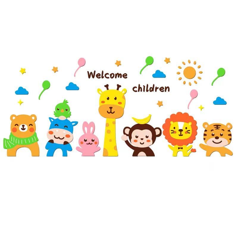 ห้องเด็กอนุบาลตกแต่งผนังสติ๊กเกอร์สนามเด็กเล่นห้องเรียนห้องนอนการ์ตูนสัตว์สติ๊กเกอร์อะคริลิค 3 มิติ รูปที่ 6