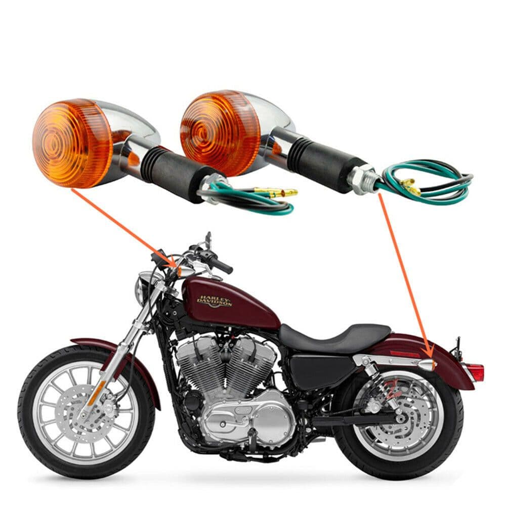 ไฟเลี้ยวสากล Chrome Bullet ไฟท้ายด้านหน้าสําหรับ Harley Honda Suzuki Yamaha Kawasaki Motorcycle Cruiser Bobber Chopper รูปที่ 2
