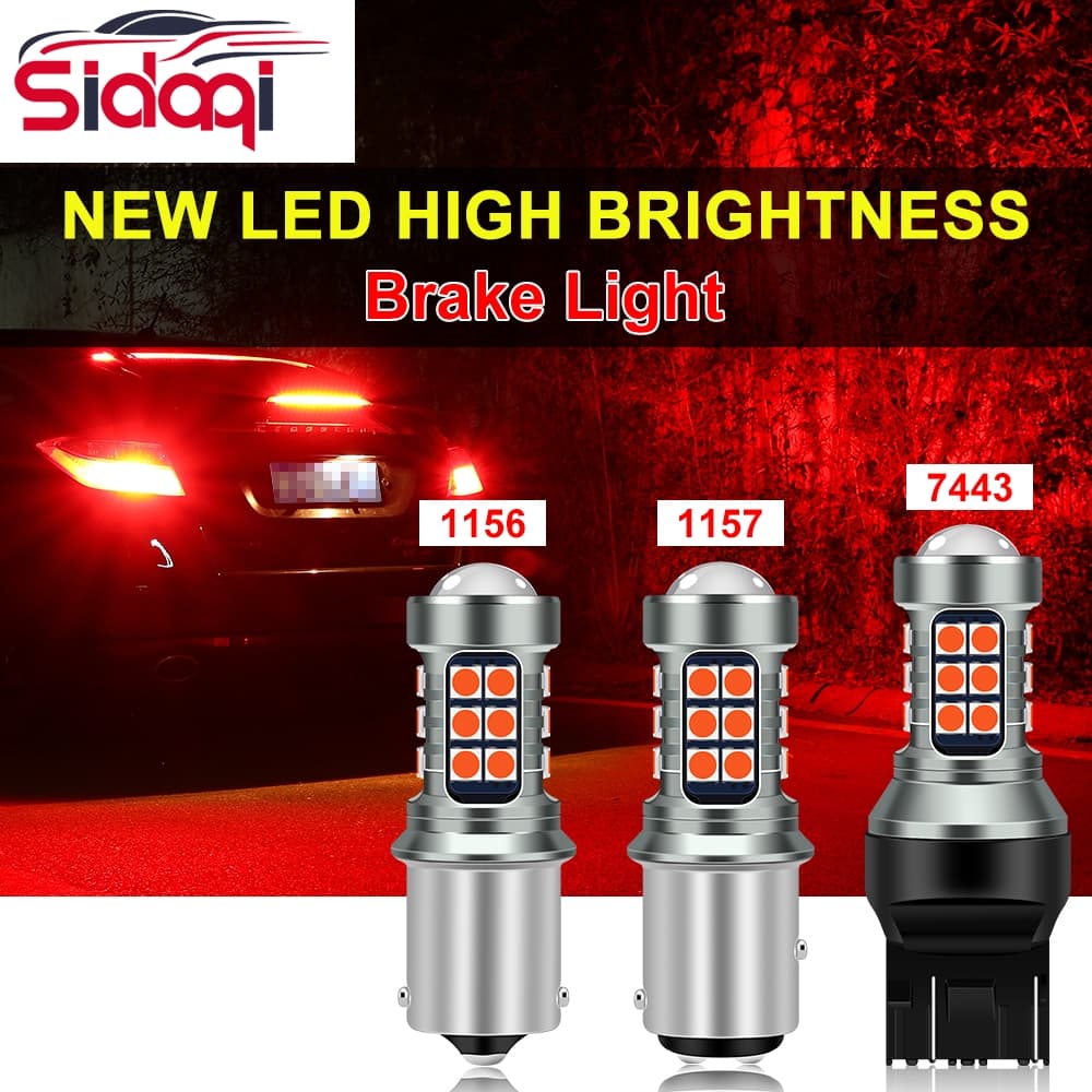 1 ชิ้น 27LED หลอดไฟเบรกท้ายรถยนต์ T20 7440 W21W 7443 1157 BAY15D 1156 หลอดไฟเลี้ยว ไฟเบรค แฟลชสามครั้ง รูปที่ 1