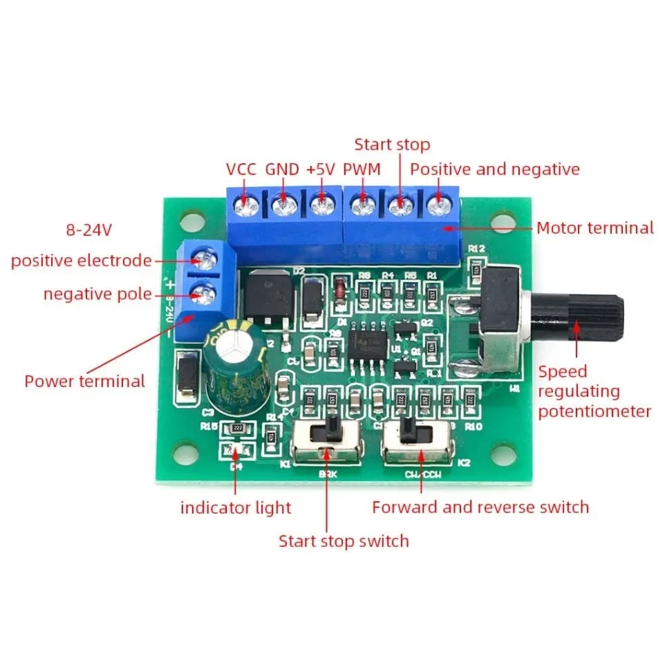 Pwm speed controller brushless DC มอเตอร์ driver แผ่น governor โมดูล PWM monitor DC8-24V พร้อมไดรฟ์ รูปที่ 1