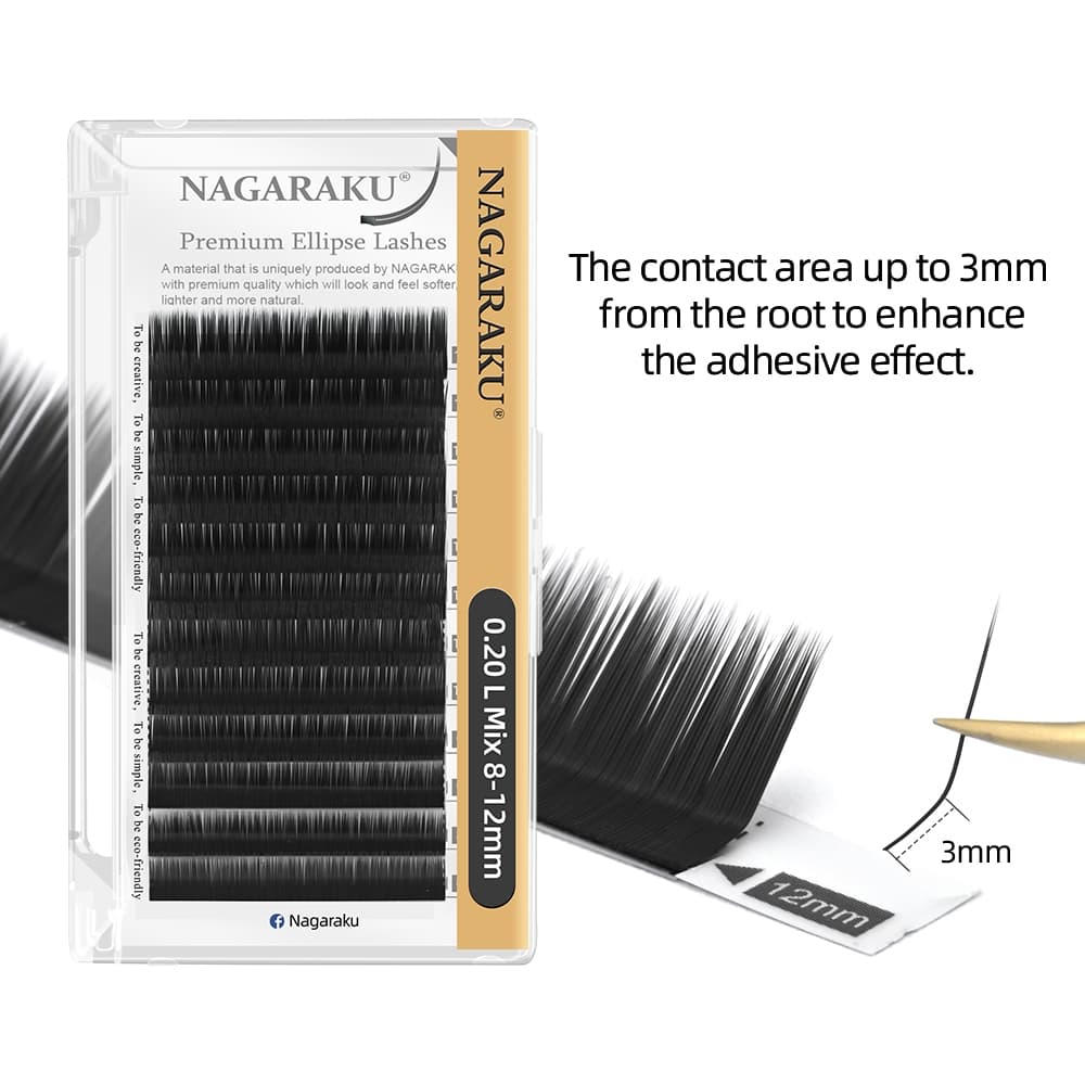 Nagaraku Ellipse Flat L LC LD N Shape Eyelash Extensions Matte สีดําสีเทาขนตาปลอม รูปที่ 2