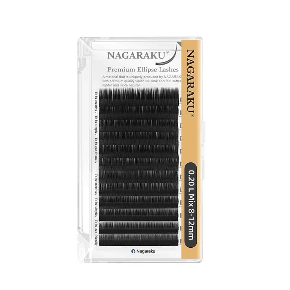 Nagaraku Ellipse Flat L LC LD N Shape Eyelash Extensions Matte สีดําสีเทาขนตาปลอม รูปที่ 6