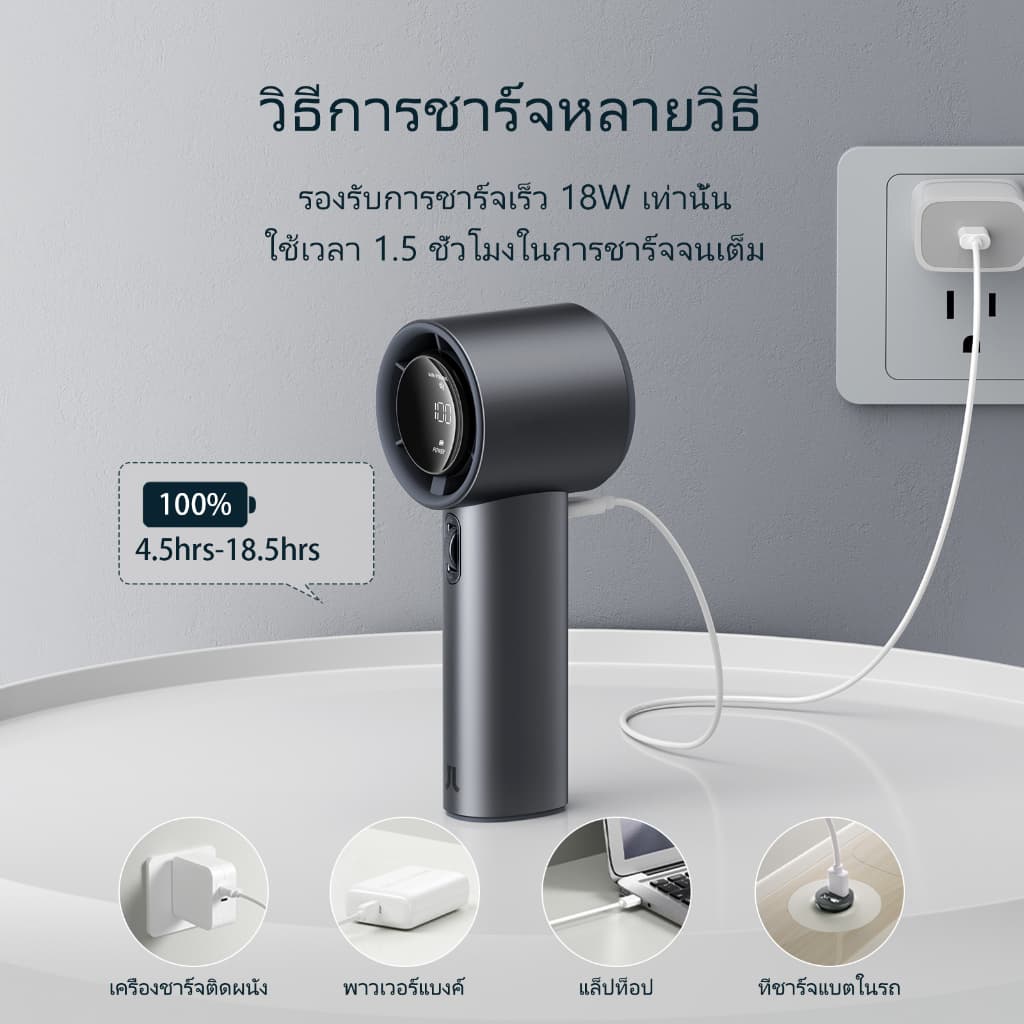 3500mAh มือถือความเร็วสูงพัดลม ความรุนแรง ปรับระดับได้ 199ระดับ พัดลมพกพาแรงๆ ชาร์จใหม่ได้ ใช้งานได้ 15 ชม ใช้กลางแจ้ง รูปที่ 5