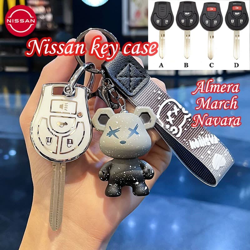 ปลอกกุญแจรถยนต์ Nissan 2/3/4 ปุ่มสําหรับ Nissan March/Navara/Almera เคสกุญแจ Nissan พวงกุญแจ รูปที่ 1