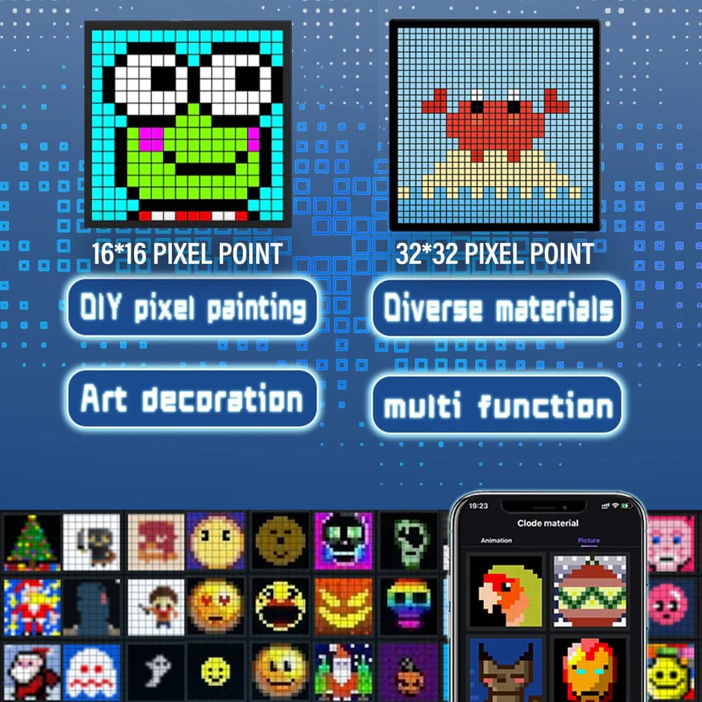 Led Matrix Pixel Display สมาร์ทหน้าจอ APP ควบคุมโปรแกรม Night Light Digital Pixel กรอบรูปเกมตกแต่งห้องตารางโคมไฟ รูปที่ 3