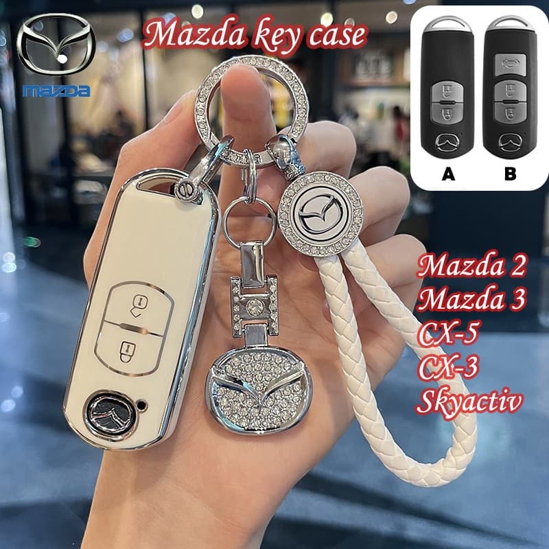 พวงกุญแจรถยนต์Mazda รูปแบบเรียบง่าย Mazda 2 Mazda 3 cx-3 cx-5 skyactiv ปลอกกุญแจรถ รูปที่ 1