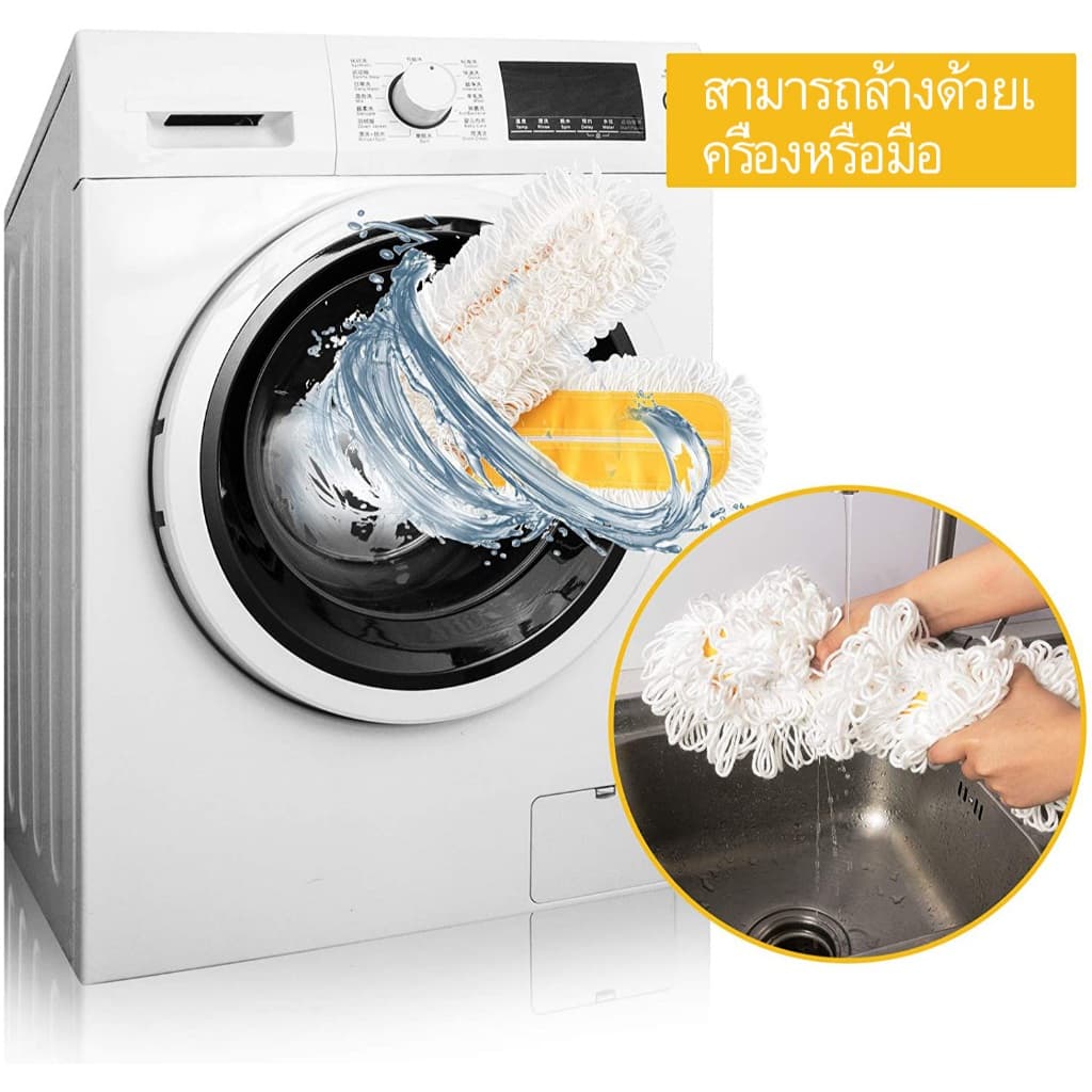 BOOMJOY Commercial อุตสาหกรรมไม้ถูพื้นผ้าฝ้ายฝุ่นไม้ถูพื้น59นิ้ว Telescopic Handle รวม2ไมโครไฟเบอร์โพลีเอสเตอร์แผ่นม๊อบถูพื้น รูปที่ 5