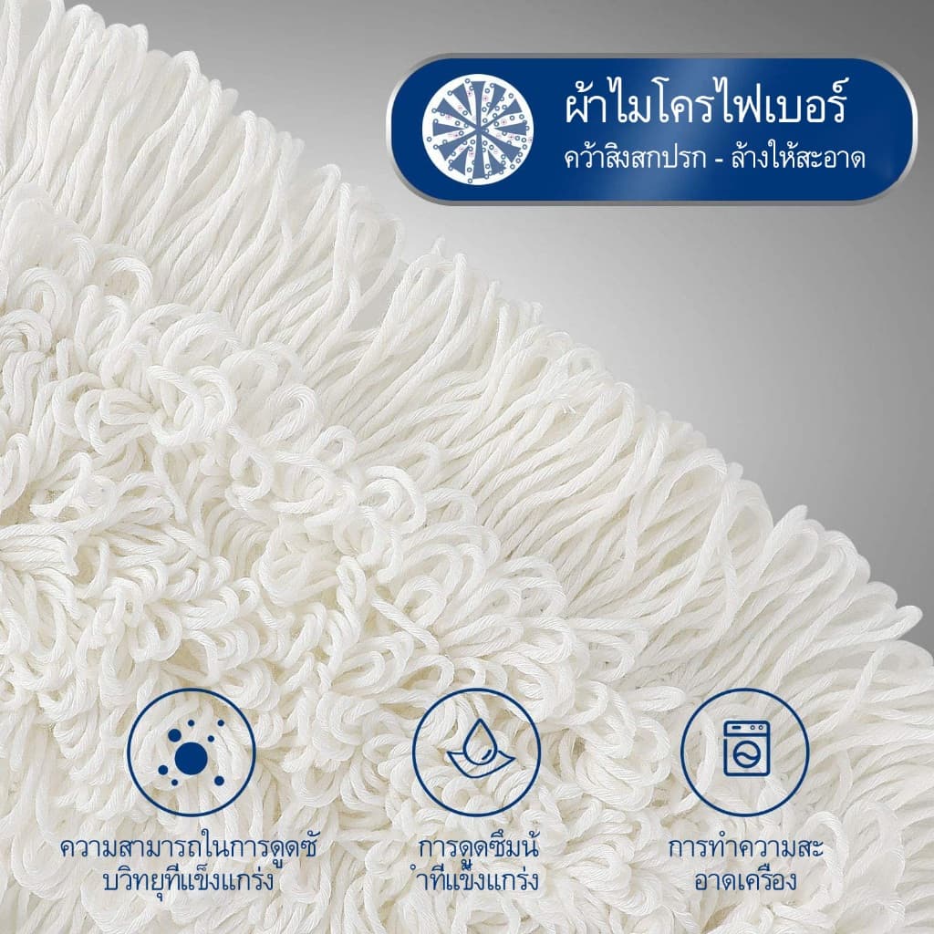 BOOMJOY Commercial อุตสาหกรรมไม้ถูพื้นผ้าฝ้ายฝุ่นไม้ถูพื้น59นิ้ว Telescopic Handle รวม2ไมโครไฟเบอร์โพลีเอสเตอร์แผ่นม๊อบถูพื้น รูปที่ 7