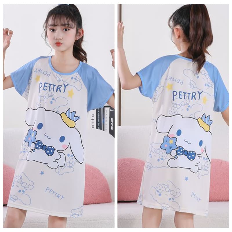 Baju เด ็ กทารกแขนสั ้ นรอบคอสาว Nightdress เด ็ กชุดนอน baju tidur budak perempuan รูปที่ 6